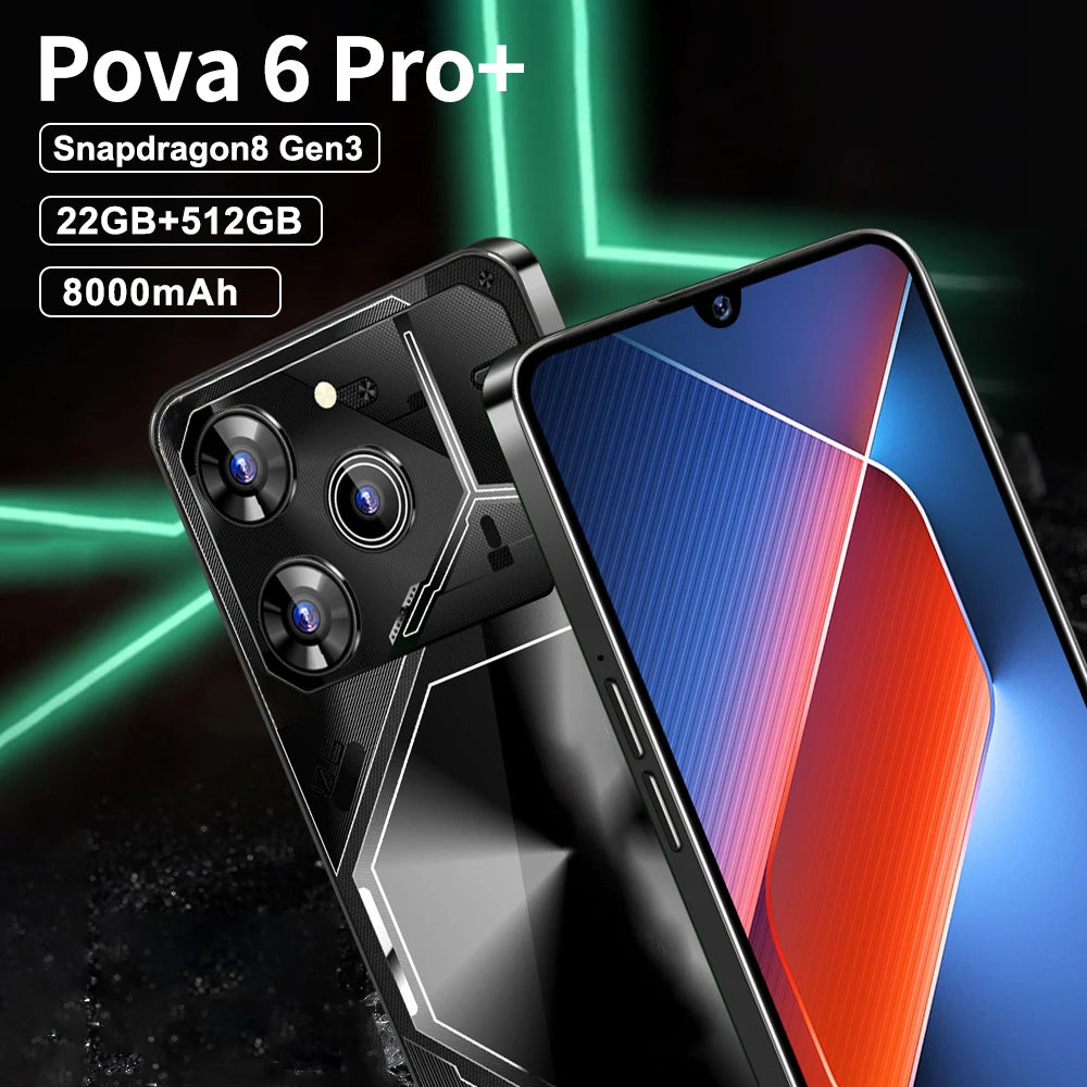 2025 New Global Pova 6 Pro unlocks high-definition screen with a 7.3-inch 22GB+2TB 5G dual analog Celulares Android 14 8000mAh - Mountain ship