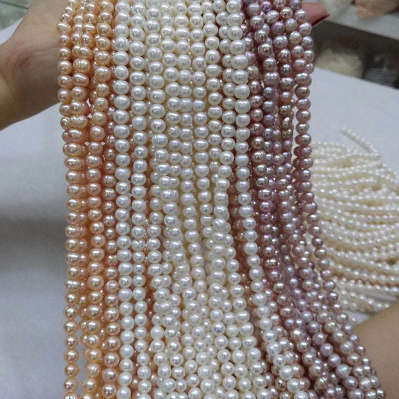 Natural Freshwater Pearl Beads High Quality 36cm Punch Round Loose Pearls Bead for DIY Women Necklace Bracelet Jewelry Making - Mountain ship
