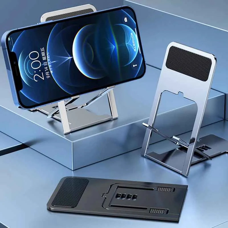 2024 Mini Desktop Multi-Angle Folding Mobile Phone Holder Hollow Plastic Tablet Stand Portable For Iphone 12 11 8 7 pro Support - Mountain ship