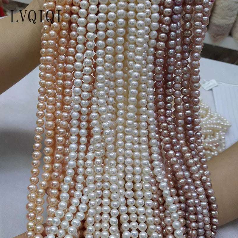 Natural Freshwater Pearl Beads High Quality 36cm Punch Round Loose Pearls Bead for DIY Women Necklace Bracelet Jewelry Making - Mountain ship