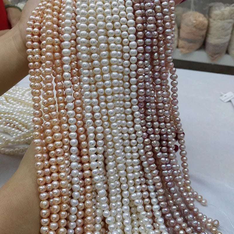 Natural Freshwater Pearl Beads High Quality 36cm Punch Round Loose Pearls Bead for DIY Women Necklace Bracelet Jewelry Making - Mountain ship