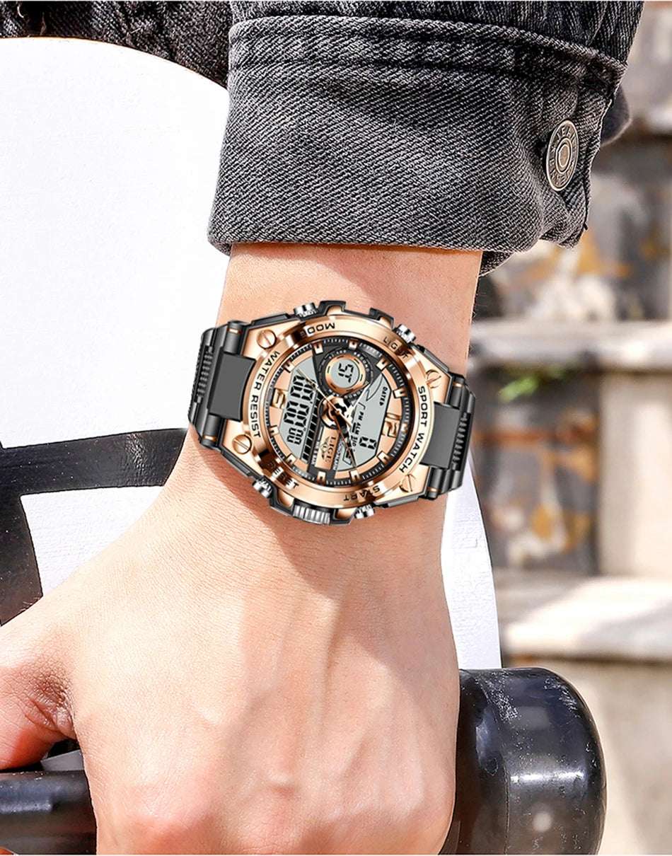 LIGE Men Military Watch Digital 50m Waterproof Wristwatch LED Quartz Clock Sport Watch Male Big Watches Men Relogios Masculino - Mountain ship