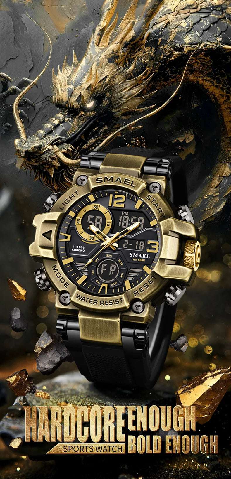 2025 SMAEL Sports Watches Men LED Watches New 50m Waterproof Digital Watches 8110 Shockproof Sports Watches for Men Electrionic - Mountain ship