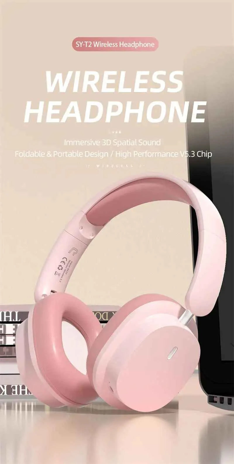 Head Mounted Wireless Earphones Foldable Bluetooth Earphones Built Microphone Earphones Audio Noise Cancelling Earphones - Mountain ship