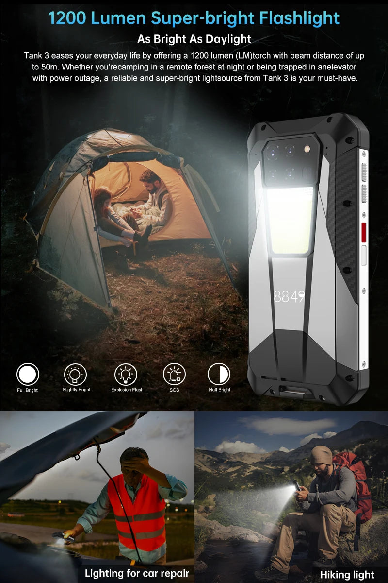 8849 Tank 3 Rugged 32GB 512GB 23800mAh 120W Charger Dimensity 8200 5G 200MP 120Hz Rangefinder Outdoor Light Wifi 6 GPS Dual Band - Mountain ship