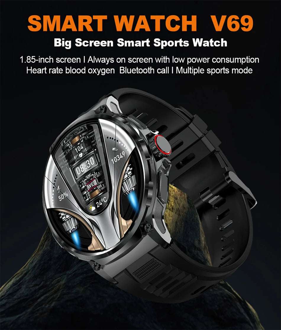 2024 New For Huawei Xiaomi Men GPS Track Smart Watch 1.85 Inch Ultra HD AMOLED Screen 710 Mah Battery Bluetooth Call Smartwatch - Mountain ship
