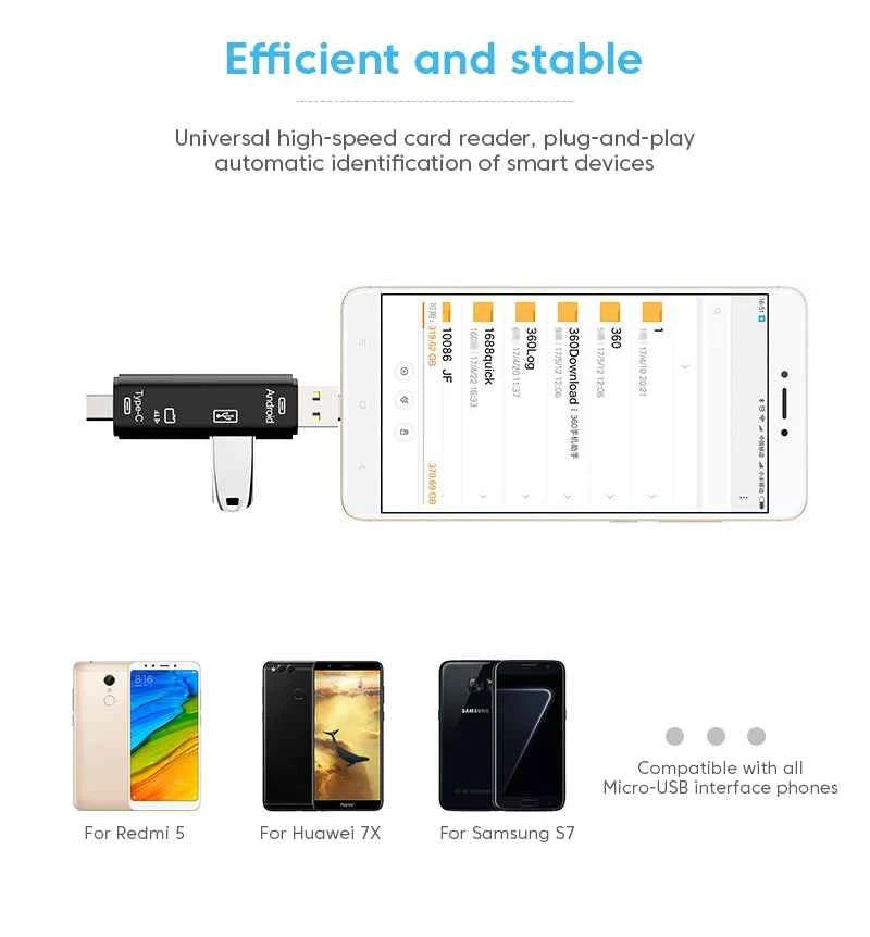 USB3.0 Card Reader 6 in 1 OTG Multifunction Type C Micro TF SD USB Card Reader Adapter Computer Laptop Tablet Phone Accessories - Mountain ship