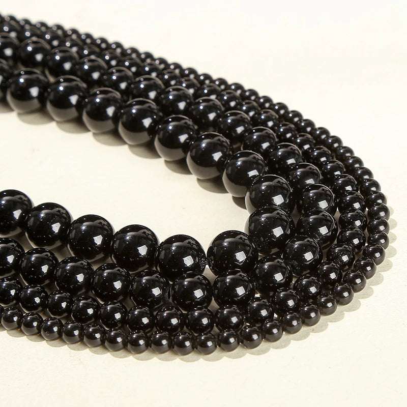 4 6 8 10mm Natural Stone Black Obsidian Bead Polished Round Loose Spacer Bead For Jewelry Making Diy Necklace Bracelet Accessory - Mountain ship