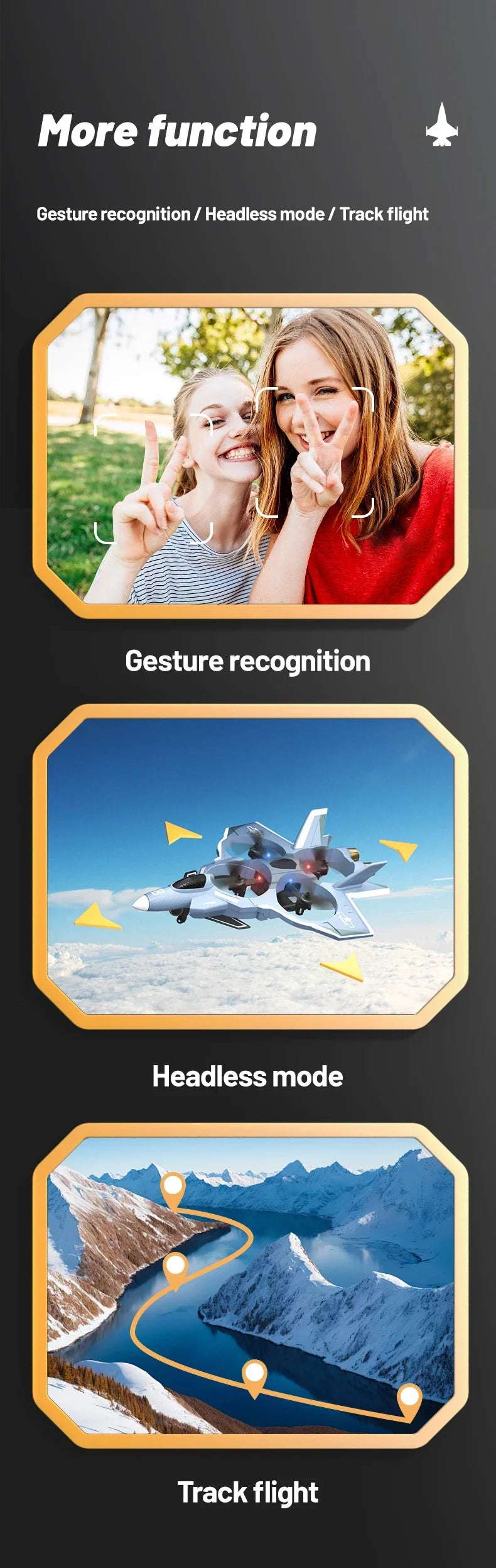 JJRC Dron With Camera Glide Take Off EVA Fighter WIFI Picture Transmission 8K Aerial Foam Remote Control Aircraft Toy Gifts - Mountain ship