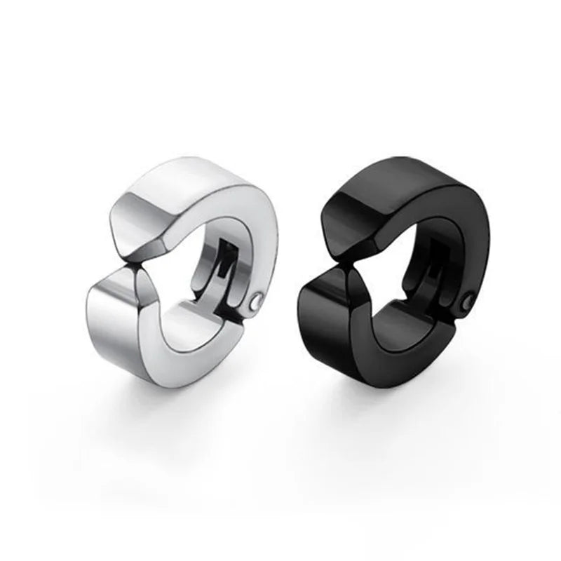 1 Piece Stainless Steel Ear Clip Earrings for Women Men Painless Fake Earrings Best Selling Style Punk Hip Hop Jewelry - Mountain ship