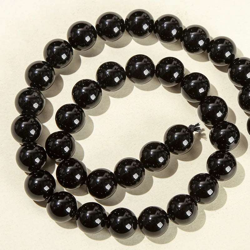 4 6 8 10mm Natural Stone Black Obsidian Bead Polished Round Loose Spacer Bead For Jewelry Making Diy Necklace Bracelet Accessory - Mountain ship