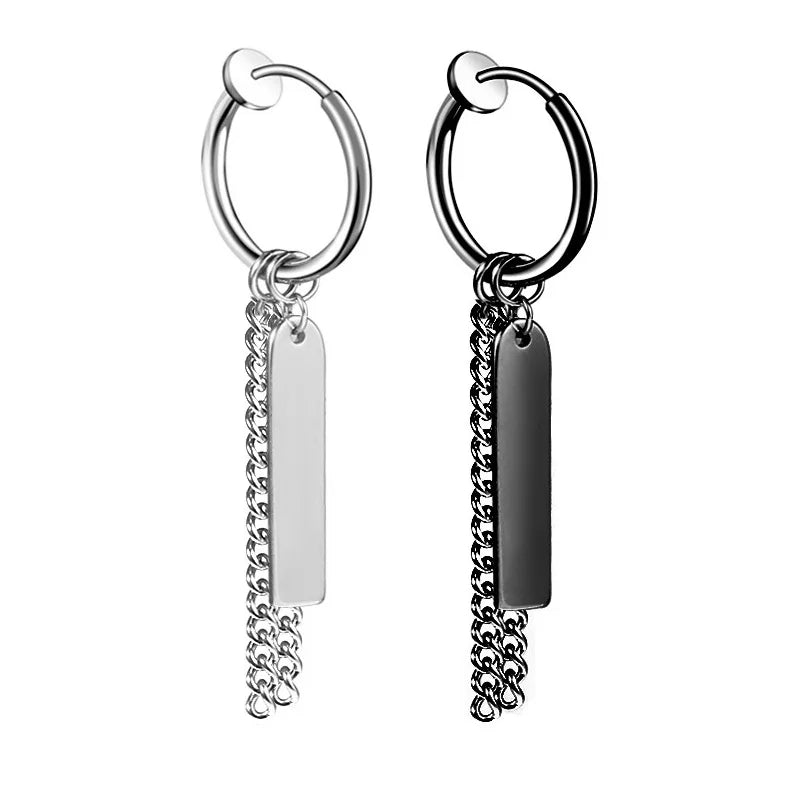 1 Piece Stainless Steel Ear Clip Earrings for Women Men Painless Fake Earrings Best Selling Style Punk Hip Hop Jewelry - Mountain ship
