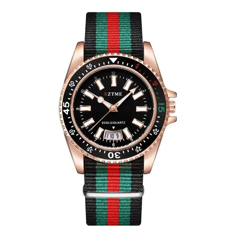 New fashionable men's nylon strap calendar watch, luxurious and simple business men's and women's night light quartz watch - Mountain ship