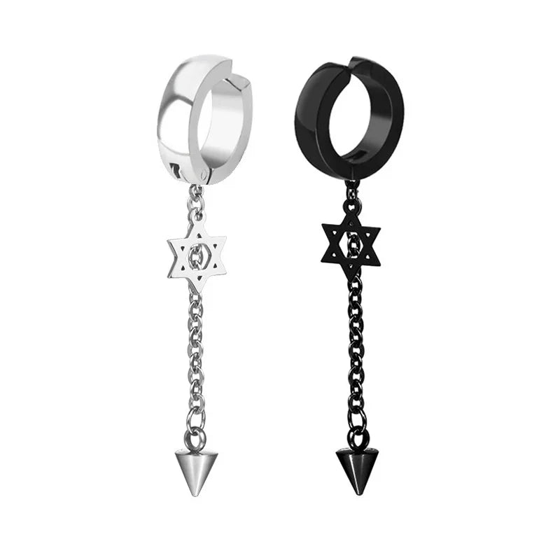 1 Piece Stainless Steel Ear Clip Earrings for Women Men Painless Fake Earrings Best Selling Style Punk Hip Hop Jewelry - Mountain ship