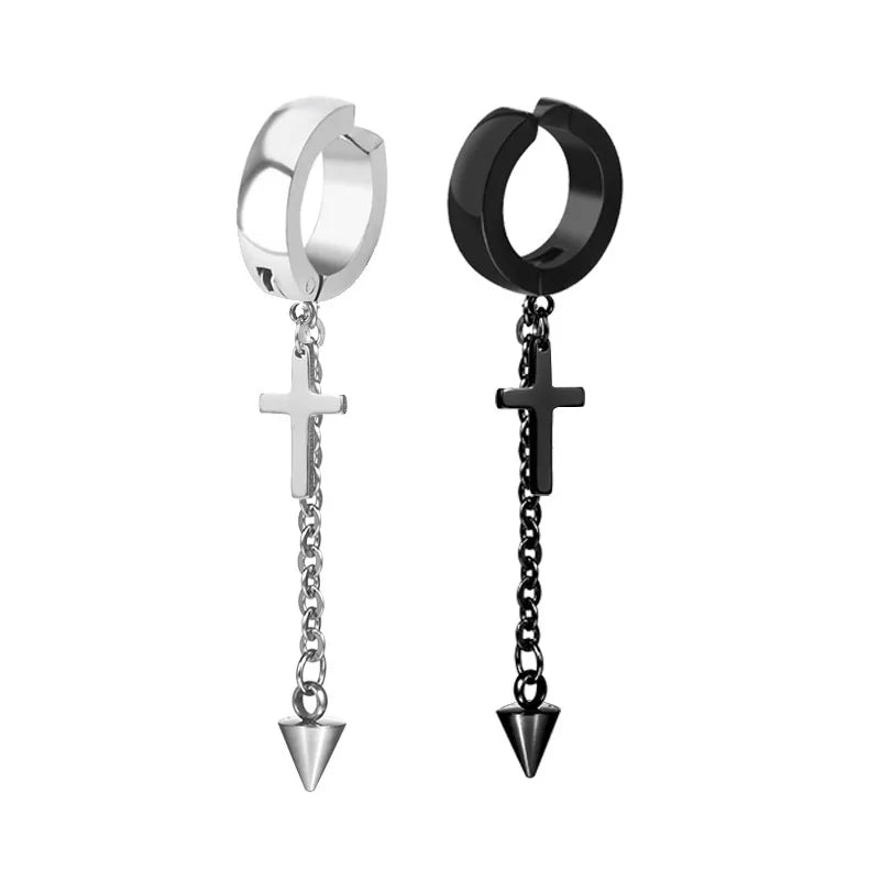 1 Piece Stainless Steel Ear Clip Earrings for Women Men Painless Fake Earrings Best Selling Style Punk Hip Hop Jewelry - Mountain ship