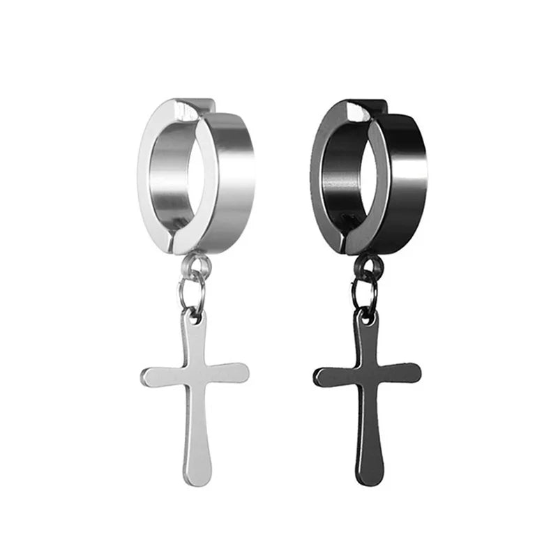 1 Piece Stainless Steel Ear Clip Earrings for Women Men Painless Fake Earrings Best Selling Style Punk Hip Hop Jewelry - Mountain ship