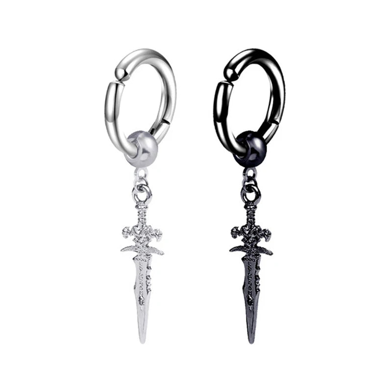1 Piece Stainless Steel Ear Clip Earrings for Women Men Painless Fake Earrings Best Selling Style Punk Hip Hop Jewelry - Mountain ship