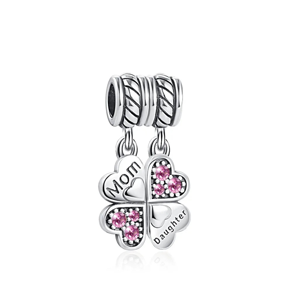 Europe 925 Silver Family Charm Fit Original Bracelet Jewelry Pendant Boy Girl Sparkling Mom Bead Sisters Pandora Dangle Plated Mountain ship