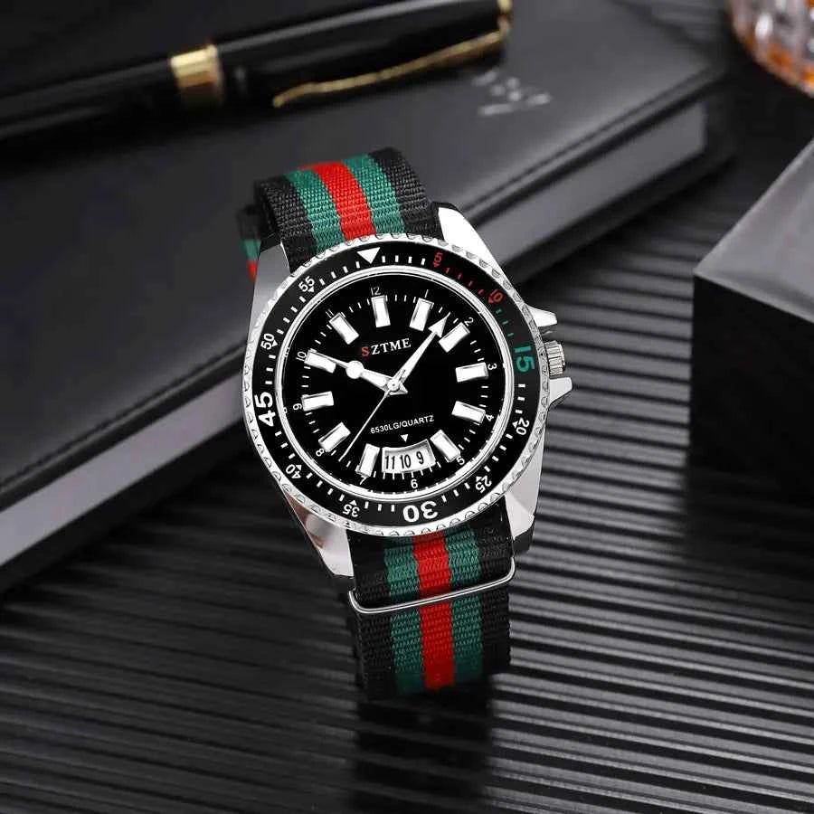 New fashionable men's nylon strap calendar watch, luxurious and simple business men's and women's night light quartz watch - Mountain ship