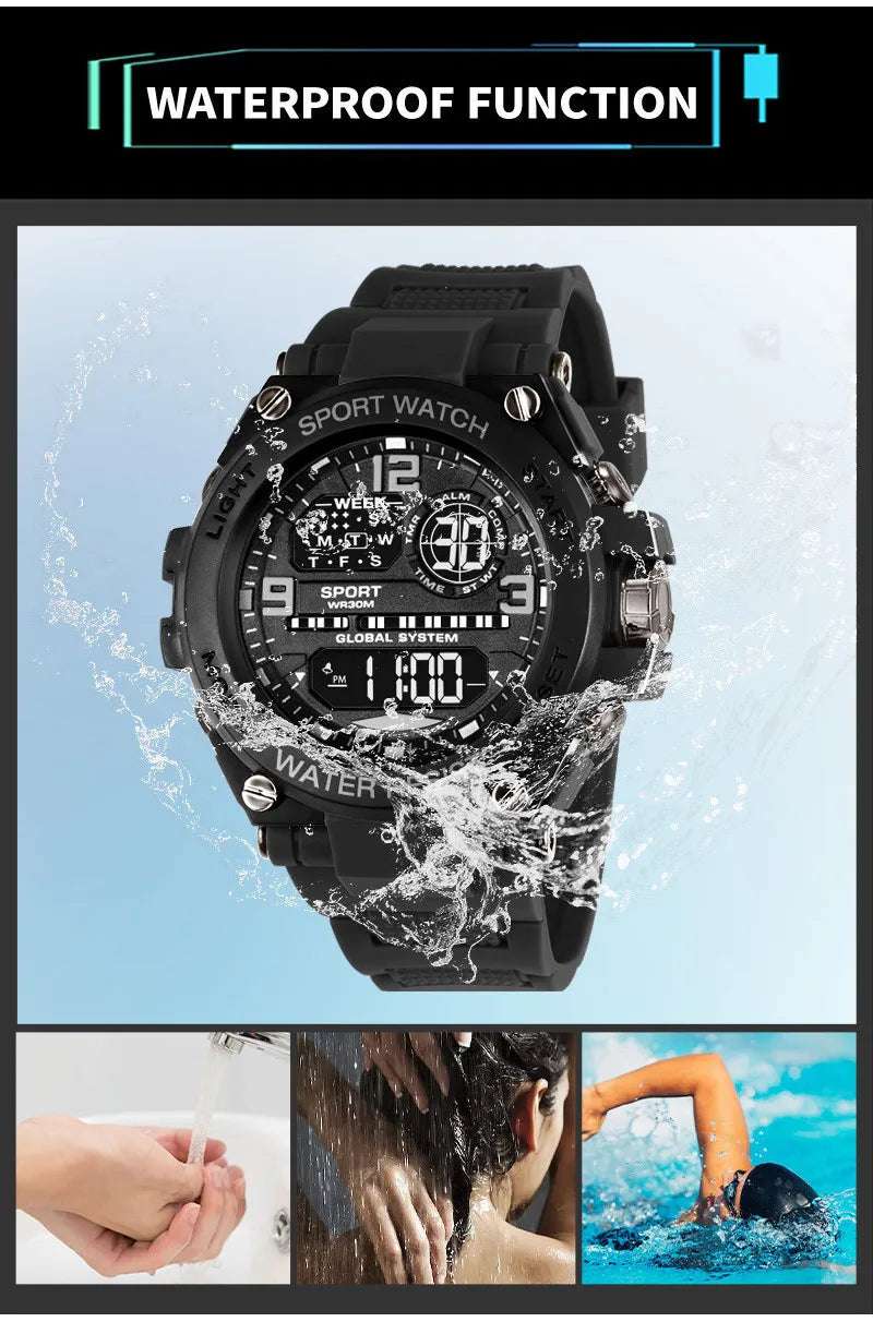 Men Waterproof Sports Watches Multifunction Electronic Watches Anti Drop and Shock-absorbing Wristwatches - Mountain ship