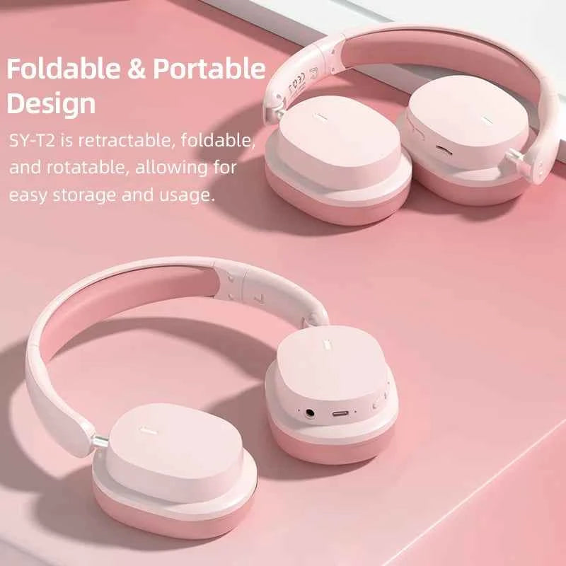 Head Mounted Wireless Earphones Foldable Bluetooth Earphones Built Microphone Earphones Audio Noise Cancelling Earphones - Mountain ship