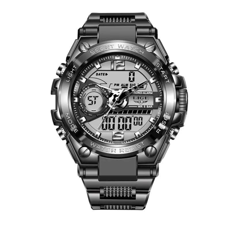 LIGE Men Military Watch Digital 50m Waterproof Wristwatch LED Quartz Clock Sport Watch Male Big Watches Men Relogios Masculino - Mountain ship