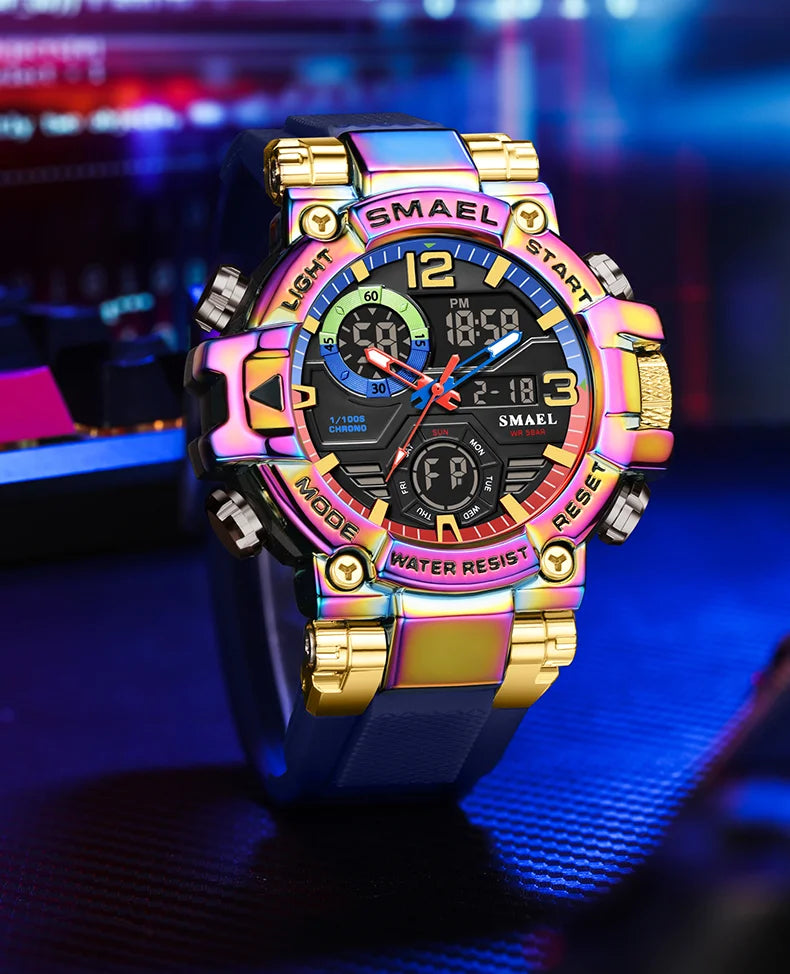 2025 SMAEL Sports Watches Men LED Watches New 50m Waterproof Digital Watches 8110 Shockproof Sports Watches for Men Electrionic - Mountain ship