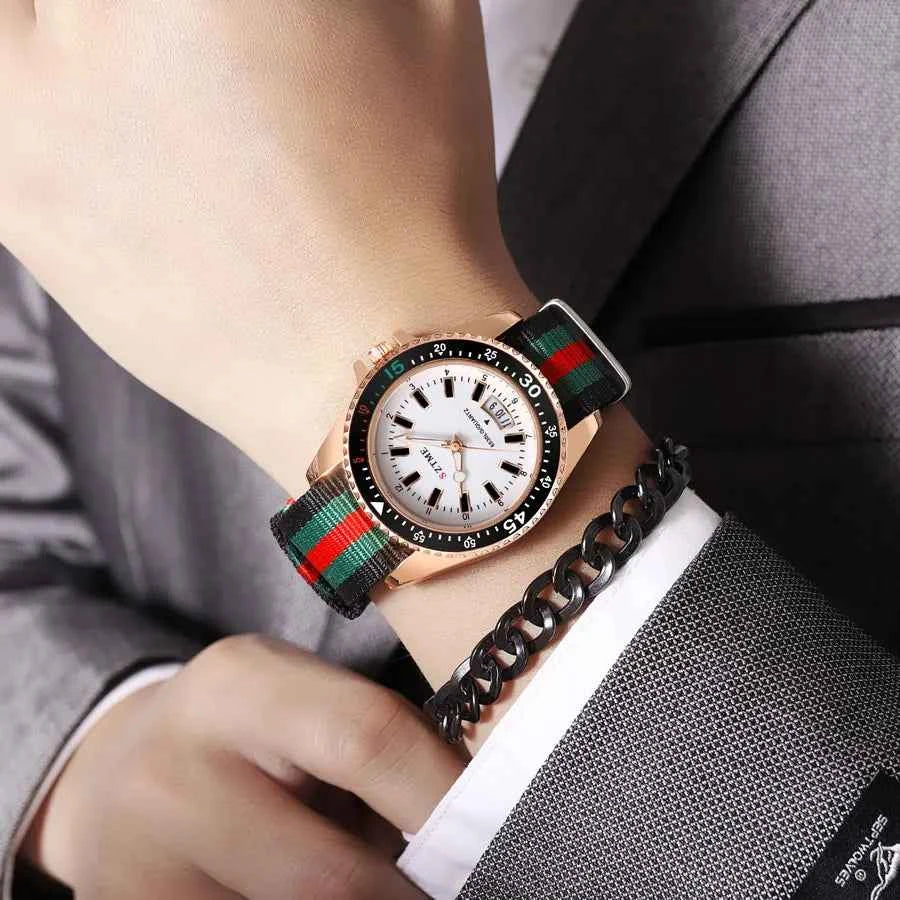 New fashionable men's nylon strap calendar watch, luxurious and simple business men's and women's night light quartz watch - Mountain ship
