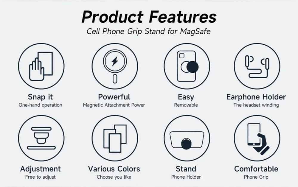 Magnetic Mobile Phone Grip Tok Holder For IPhone 15 Samsung Socket Pocket Support Mac Safe Ring Finger Folding Stand posocket - Mountain ship