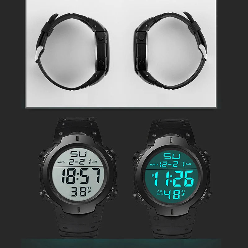 Men Sport LED Watches Top Brand Men Digital Clock Multi-Functional Rubber Man Fitnes Athlete Timekeeping Electronic Watch Reloj - Mountain ship