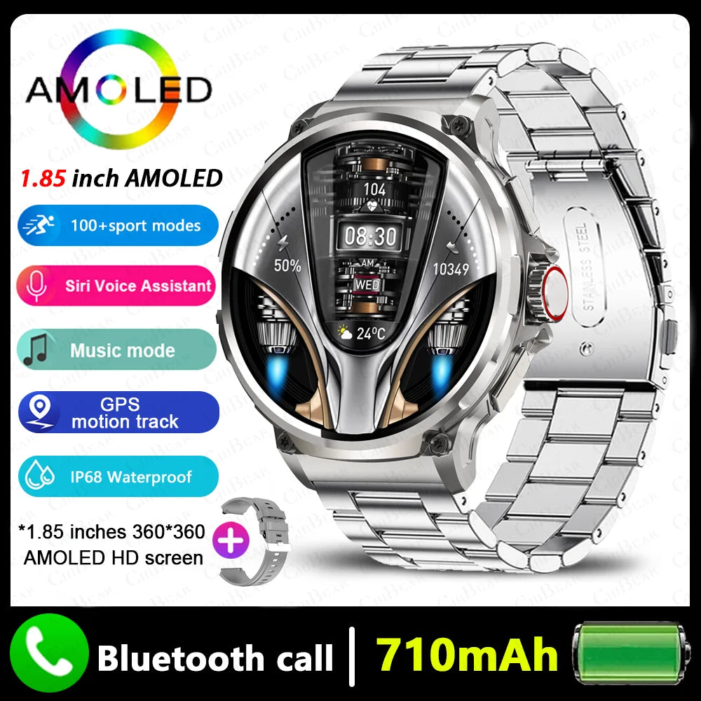2024 New For Huawei Xiaomi Men GPS Track Smart Watch 1.85 Inch Ultra HD AMOLED Screen 710 Mah Battery Bluetooth Call Smartwatch - Mountain ship