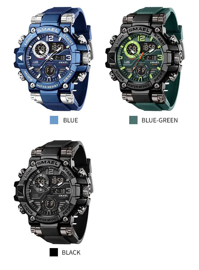 2025 SMAEL Sports Watches Men LED Watches New 50m Waterproof Digital Watches 8110 Shockproof Sports Watches for Men Electrionic - Mountain ship