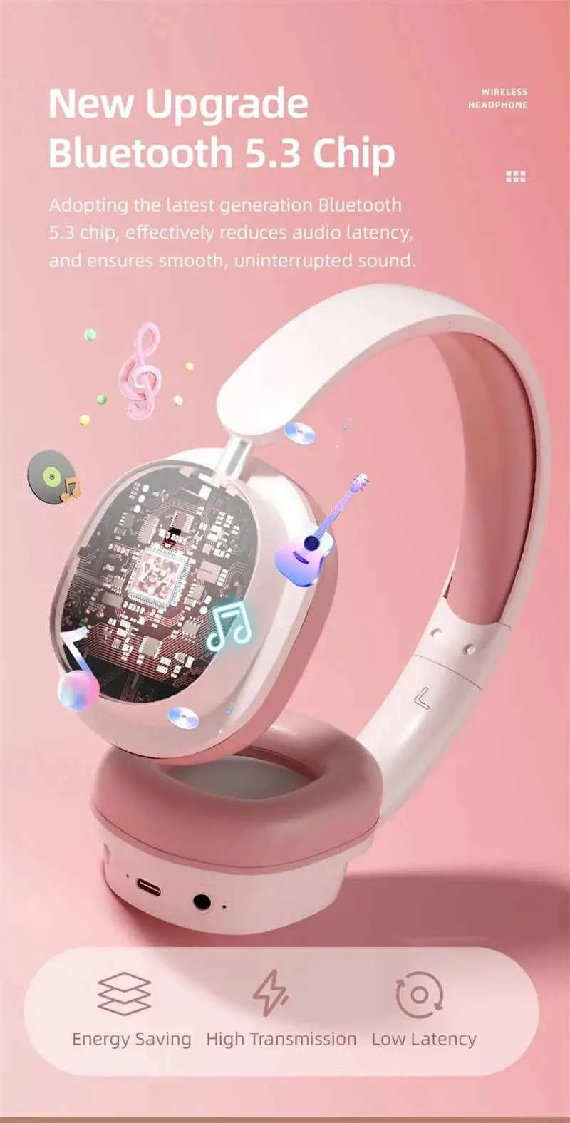 Head Mounted Wireless Earphones Foldable Bluetooth Earphones Built Microphone Earphones Audio Noise Cancelling Earphones - Mountain ship