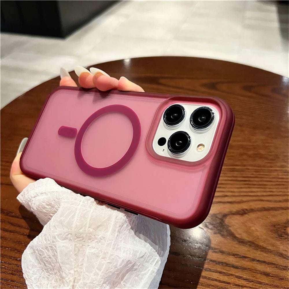 Magnetic For Magsafe Wireless Charging Case For iPhone 16 15 11 12 13 14 Pro Max XR XS 7 8 Plus SE Solid Color Shockproof Cover - Mountain ship