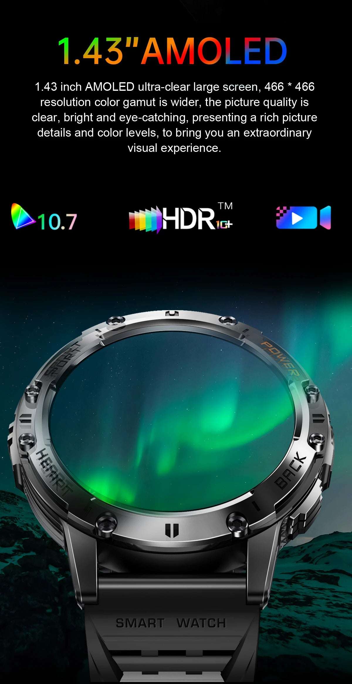 For Huawei Xiaomi New AMOLED Smart Watch Men with Flashlight Sports Waterproof Fitness Tracker Bluetooth Call Smartwatch Man+Box - Mountain ship