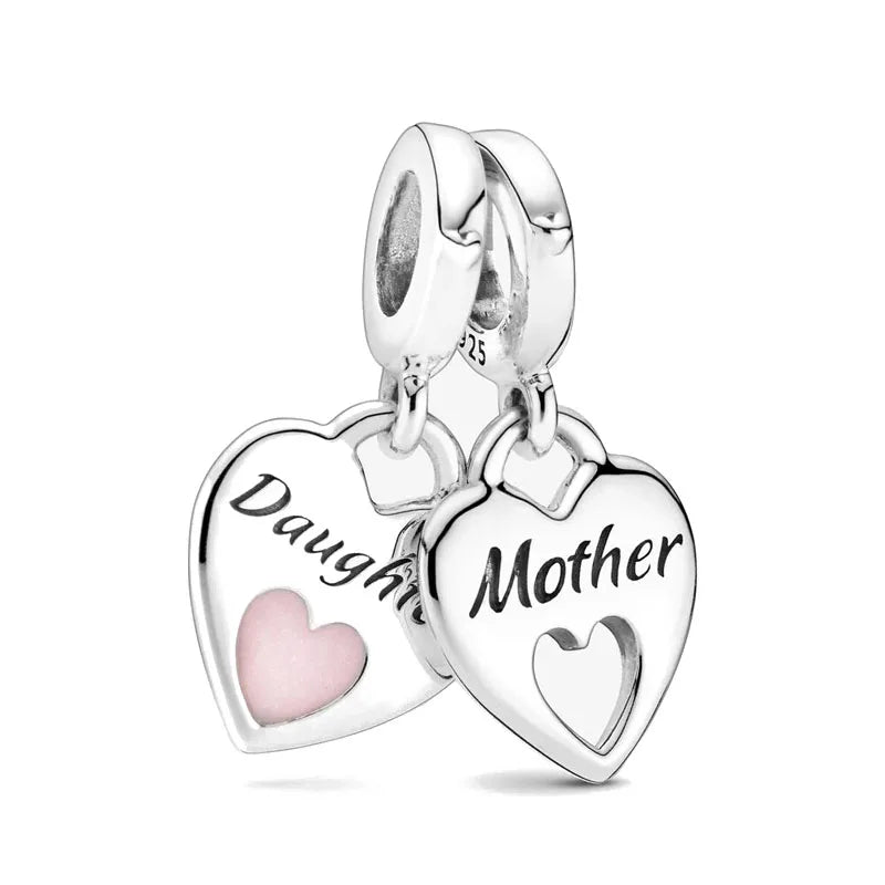 Europe 925 Silver Family Charm Fit Original Bracelet Jewelry Pendant Boy Girl Sparkling Mom Bead Sisters Pandora Dangle Plated - Mountain ship