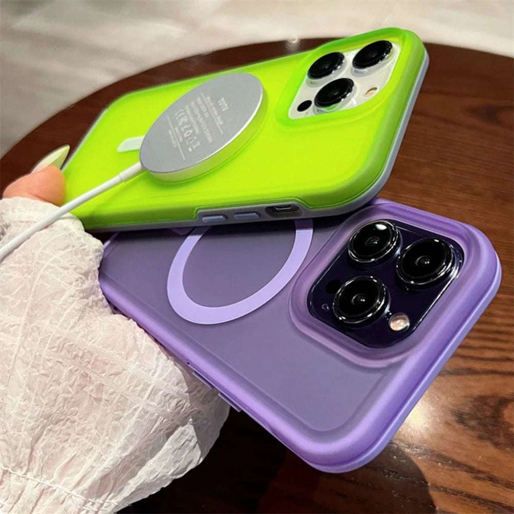 Magnetic For Magsafe Wireless Charging Case For iPhone 16 15 11 12 13 14 Pro Max XR XS 7 8 Plus SE Solid Color Shockproof Cover - Mountain ship