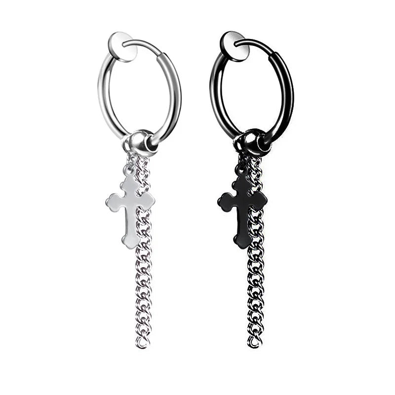 1 Piece Stainless Steel Ear Clip Earrings for Women Men Painless Fake Earrings Best Selling Style Punk Hip Hop Jewelry - Mountain ship