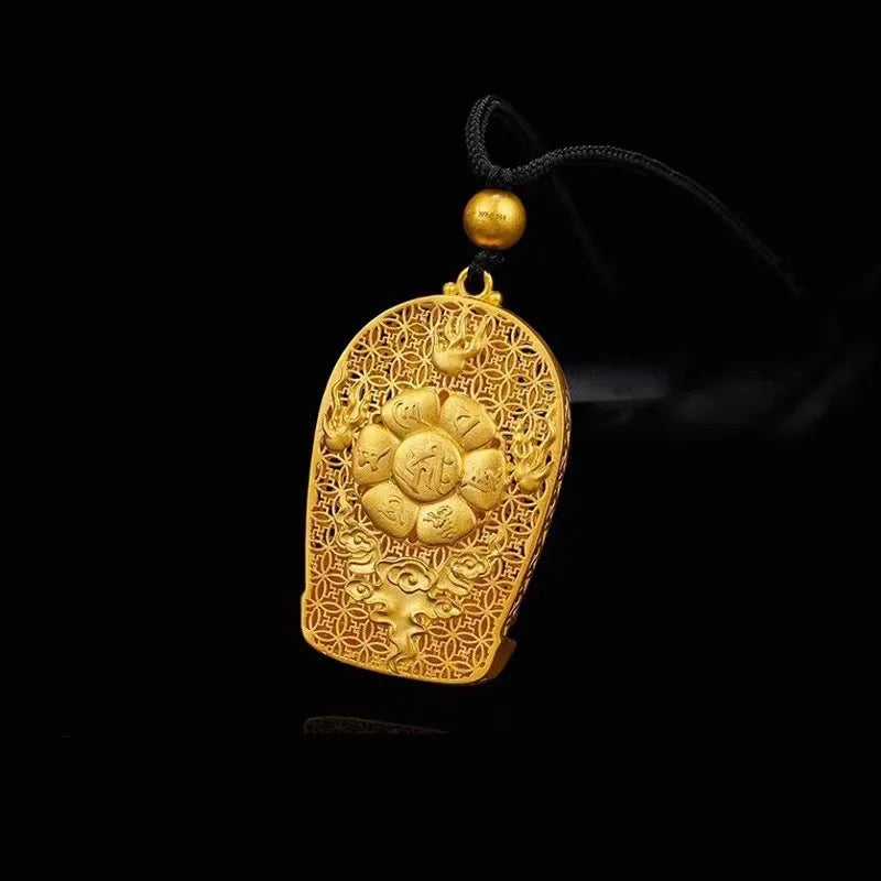 24K Gold 999 Pure Gold Guanyin Bodhisattva Pendant, Unisex Design for Peace Style, Exquisite Craftsmanship - Mountain ship
