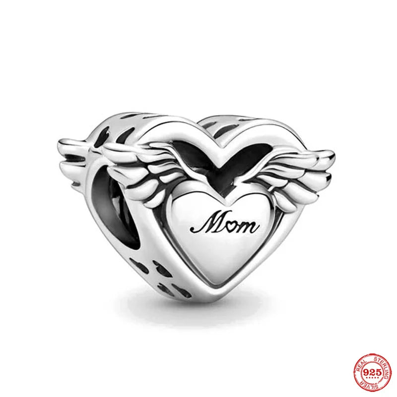 Europe 925 Silver Family Charm Fit Original Bracelet Jewelry Pendant Boy Girl Sparkling Mom Bead Sisters Pandora Dangle Plated - Mountain ship