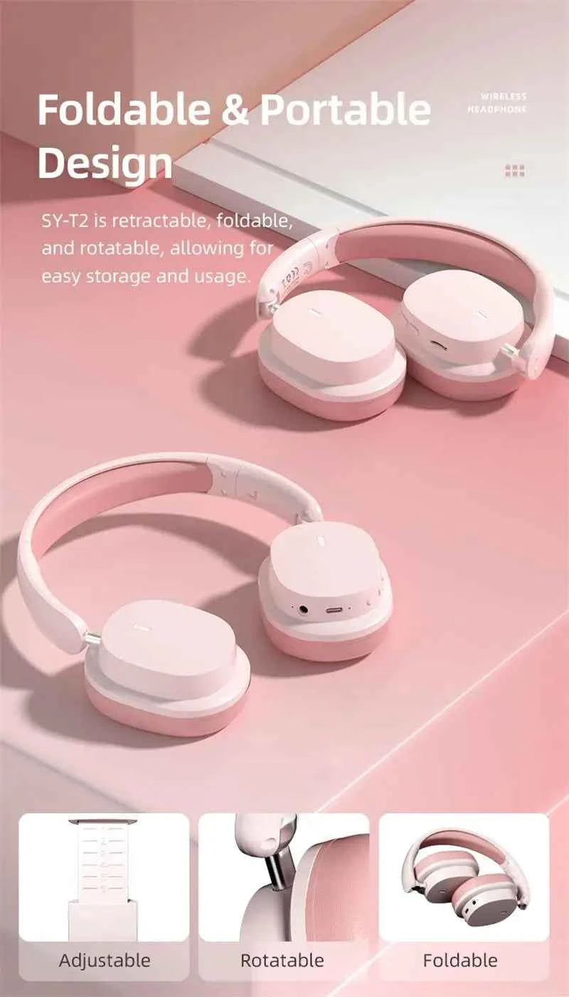 Head Mounted Wireless Earphones Foldable Bluetooth Earphones Built Microphone Earphones Audio Noise Cancelling Earphones - Mountain ship