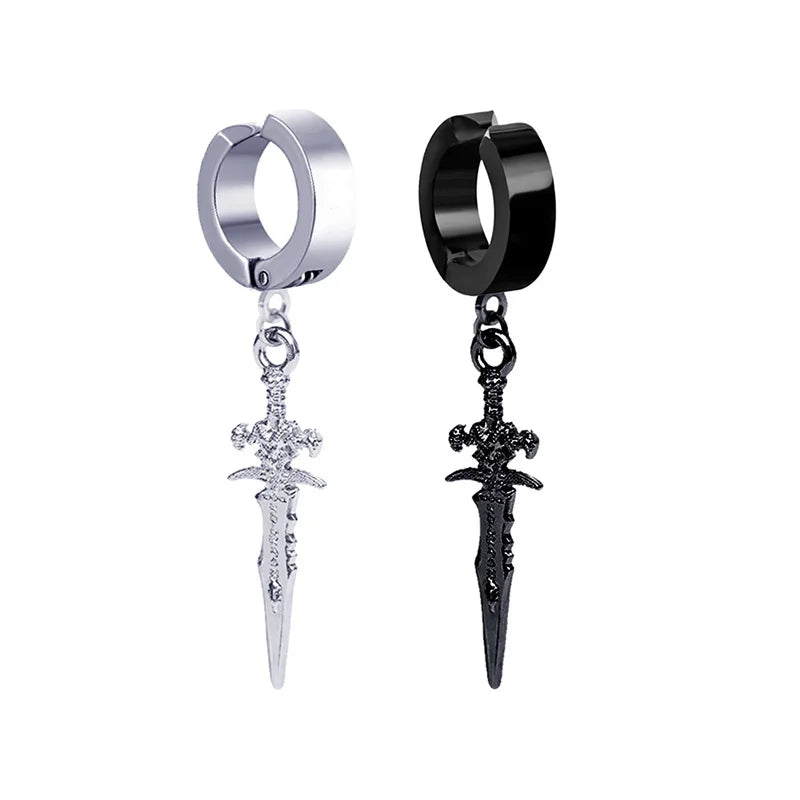 1 Piece Stainless Steel Ear Clip Earrings for Women Men Painless Fake Earrings Best Selling Style Punk Hip Hop Jewelry - Mountain ship