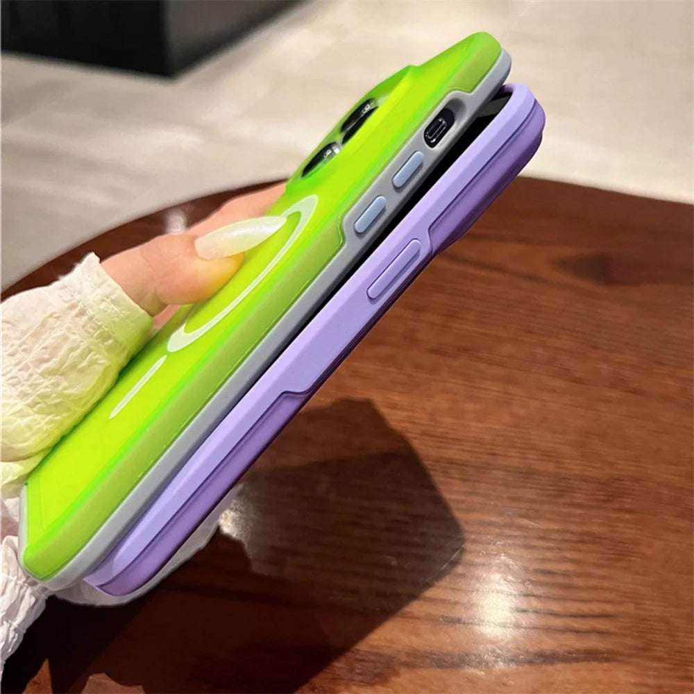 Magnetic For Magsafe Wireless Charging Case For iPhone 16 15 11 12 13 14 Pro Max XR XS 7 8 Plus SE Solid Color Shockproof Cover - Mountain ship