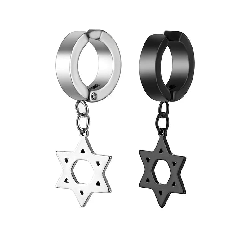 1 Piece Stainless Steel Ear Clip Earrings for Women Men Painless Fake Earrings Best Selling Style Punk Hip Hop Jewelry - Mountain ship