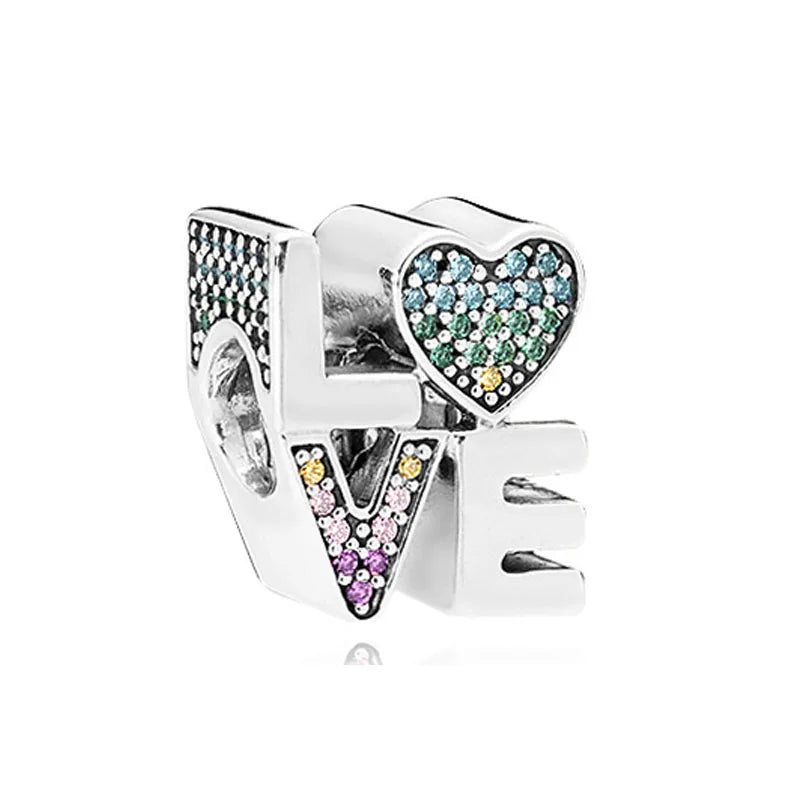 Europe 925 Silver Family Charm Fit Original Bracelet Jewelry Pendant Boy Girl Sparkling Mom Bead Sisters Pandora Dangle Plated - Mountain ship