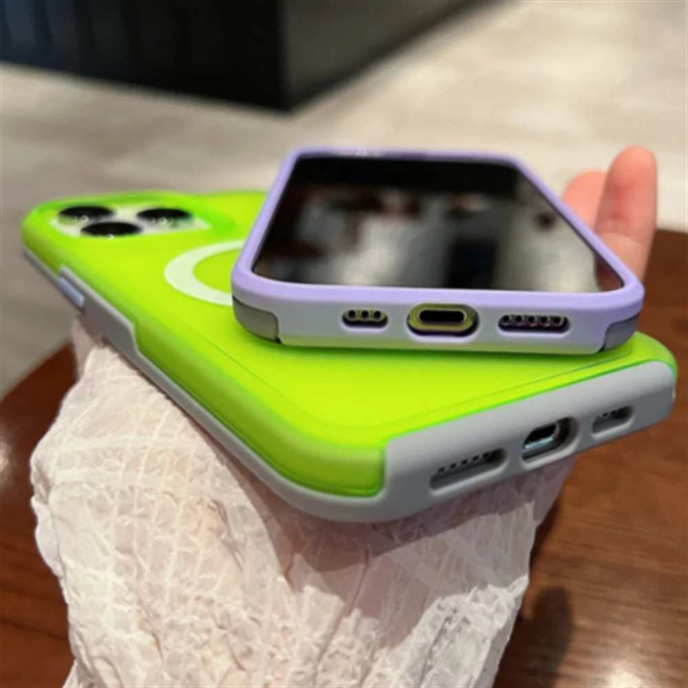 Magnetic For Magsafe Wireless Charging Case For iPhone 16 15 11 12 13 14 Pro Max XR XS 7 8 Plus SE Solid Color Shockproof Cover - Mountain ship