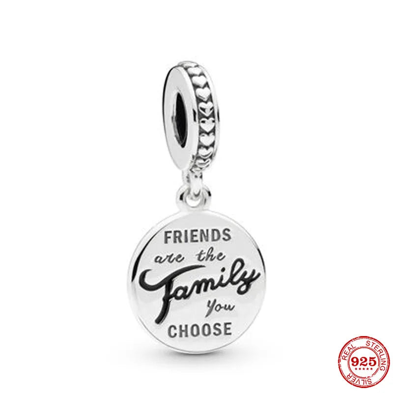 Europe 925 Silver Family Charm Fit Original Bracelet Jewelry Pendant Boy Girl Sparkling Mom Bead Sisters Pandora Dangle Plated - Mountain ship