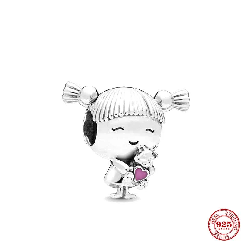 Europe 925 Silver Family Charm Fit Original Bracelet Jewelry Pendant Boy Girl Sparkling Mom Bead Sisters Pandora Dangle Plated Mountain ship