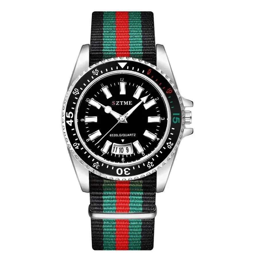 New fashionable men's nylon strap calendar watch, luxurious and simple business men's and women's night light quartz watch - Mountain ship
