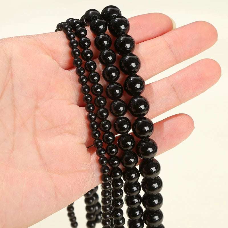 4 6 8 10mm Natural Stone Black Obsidian Bead Polished Round Loose Spacer Bead For Jewelry Making Diy Necklace Bracelet Accessory - Mountain ship